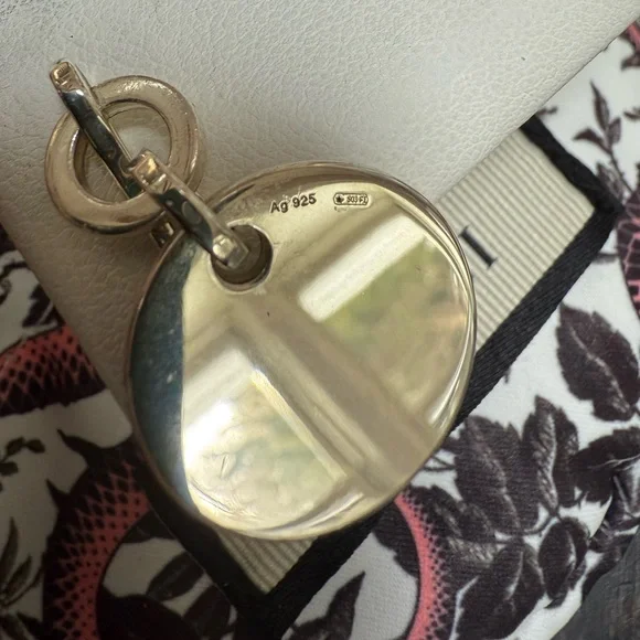 GUCCI Signature Sterling Silver medallion Drop Earrings